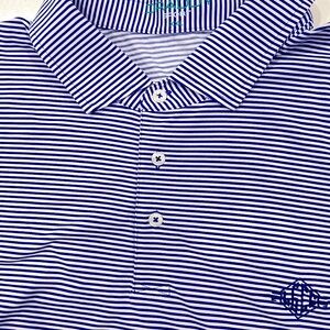 Draddy Sport Blue and White Stripe Polo Shirt Size XXL